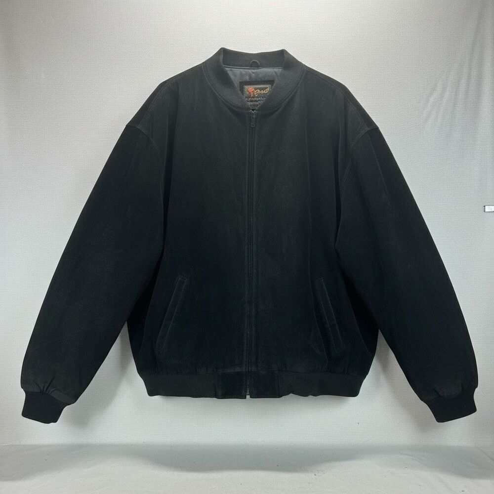 Reed Sportswear Black Suede Bomber Jacket Mens 4XT Tall Genuine Leather